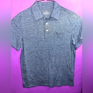 EUC- Vineyard Vines polo size Large/16. Blue/White heathered. Short sleeve